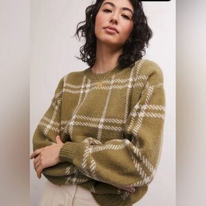 Z Supply NWT Solange Balloon Sleeve Plaid Sweater